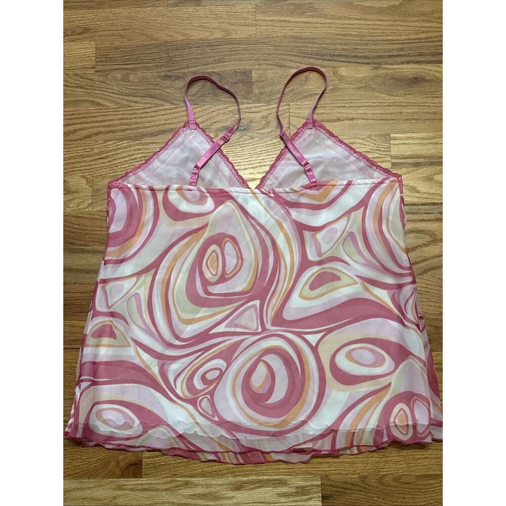 E.K. Designs Y2K Funky Swirl Pink Lace Trim Camisole Tank Top Sz XL - Picture 2 of 6